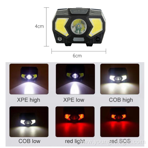 Rechargeable waterproof 150lm fishing COB Sensor headlamp